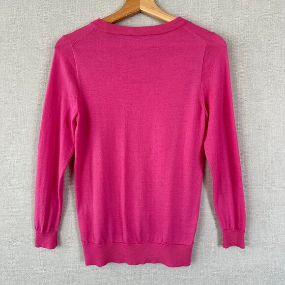 J. Crew Merino Wool Hot Pink Pullover Sweater Top Long Sleeve Size XS - Picture 2 of 7